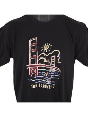 Vintage San Francisco T Shirt Mens Size Medium Black 90s Golden Gate Bridge